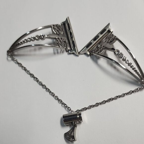 Silver Dragonfly Smart Watch Band with Chain and Charm - Picture 1 of 3